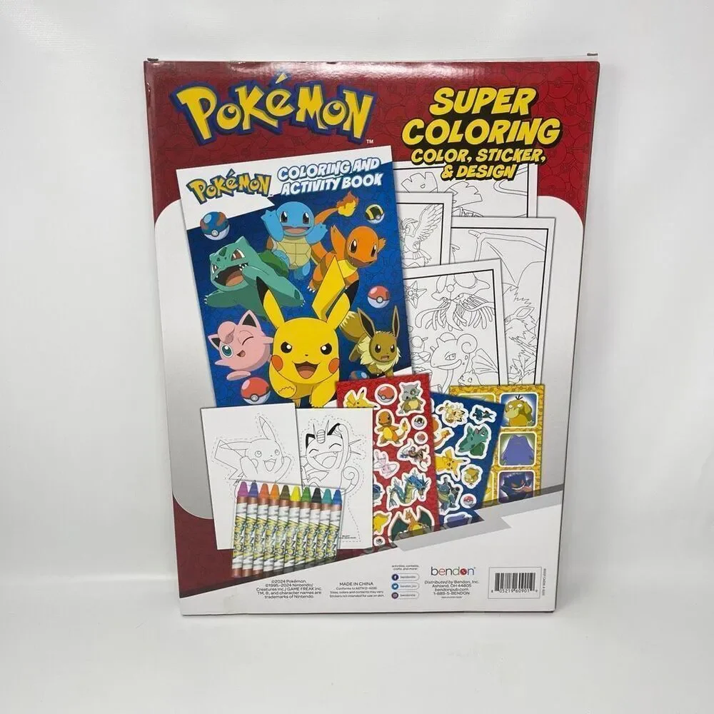 Pokémon Super Color Sticker & Design Activity Set with 4 Posters New Sealed